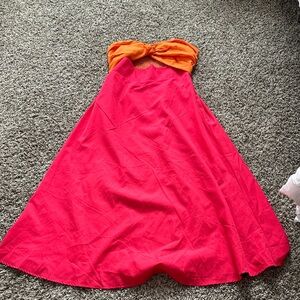 Strapless Orange and Pink Dress